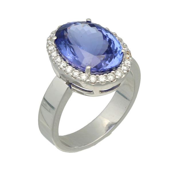 18 Krt Witgouden Entourage ring met Briljant & Tanzaniet