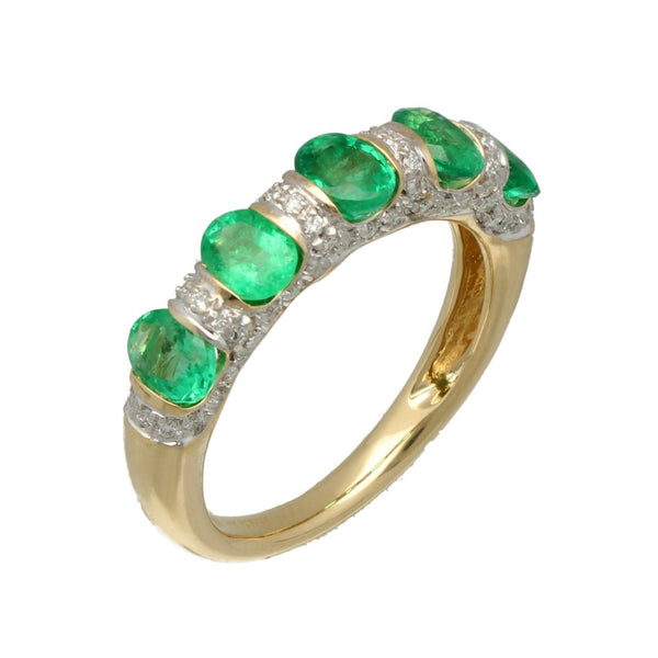 14Krt. gouden Briljant 0.30Ct. & Smaragd ring