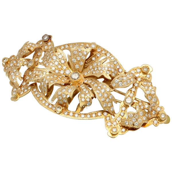 18 Krt broche-haarspeld vele Briljanten ca 4,5 ct.