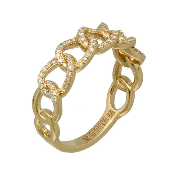 Diamanten schakel ring in 14 Krt goud.