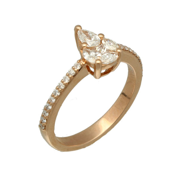 18 krt. ring Rose gouden met diamanten.