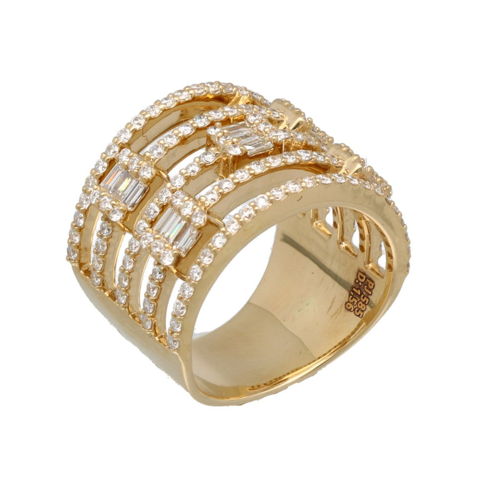 14 Krt exclusieve ring vol diamanten. 1