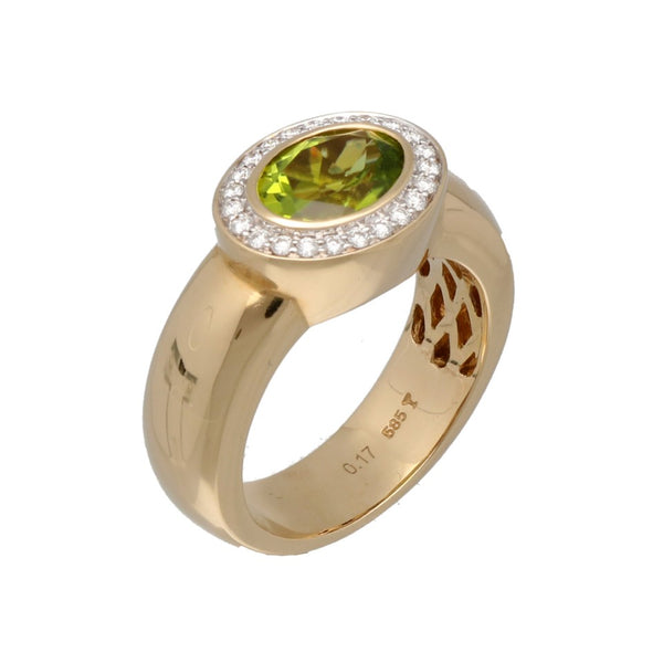 14Krt. geelgouden ring met Peridot & Briljant