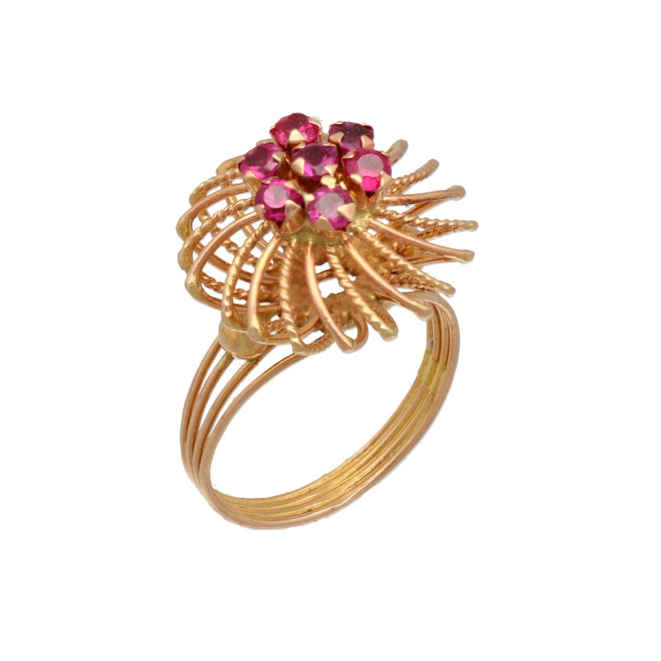 14Krt. gouden Vintage ring met robijn 1