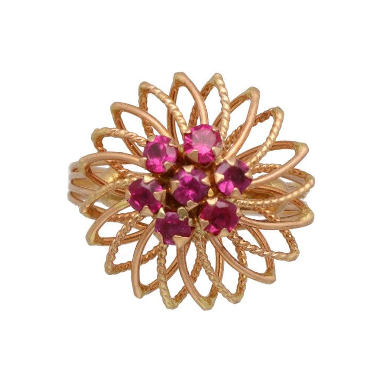 14Krt. gouden Vintage ring met robijn 4