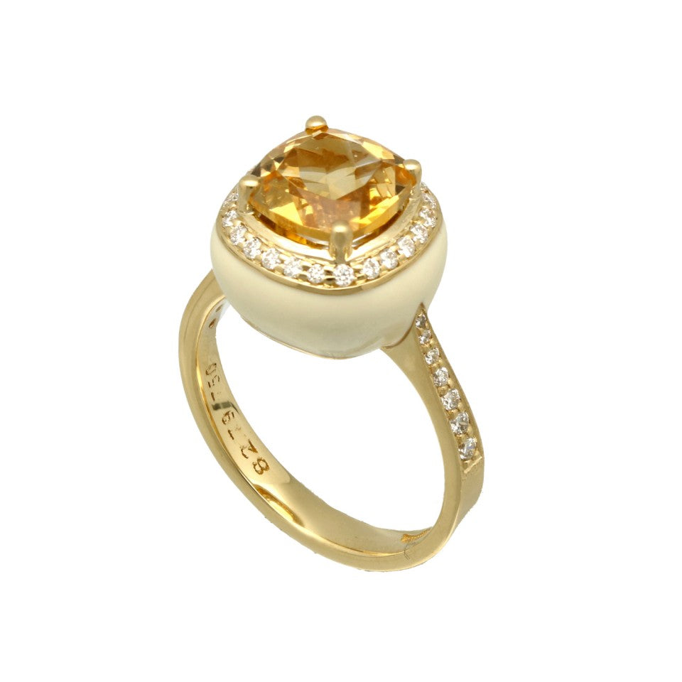 18 Krt. Gouden ring met Citrien & Briljant 3