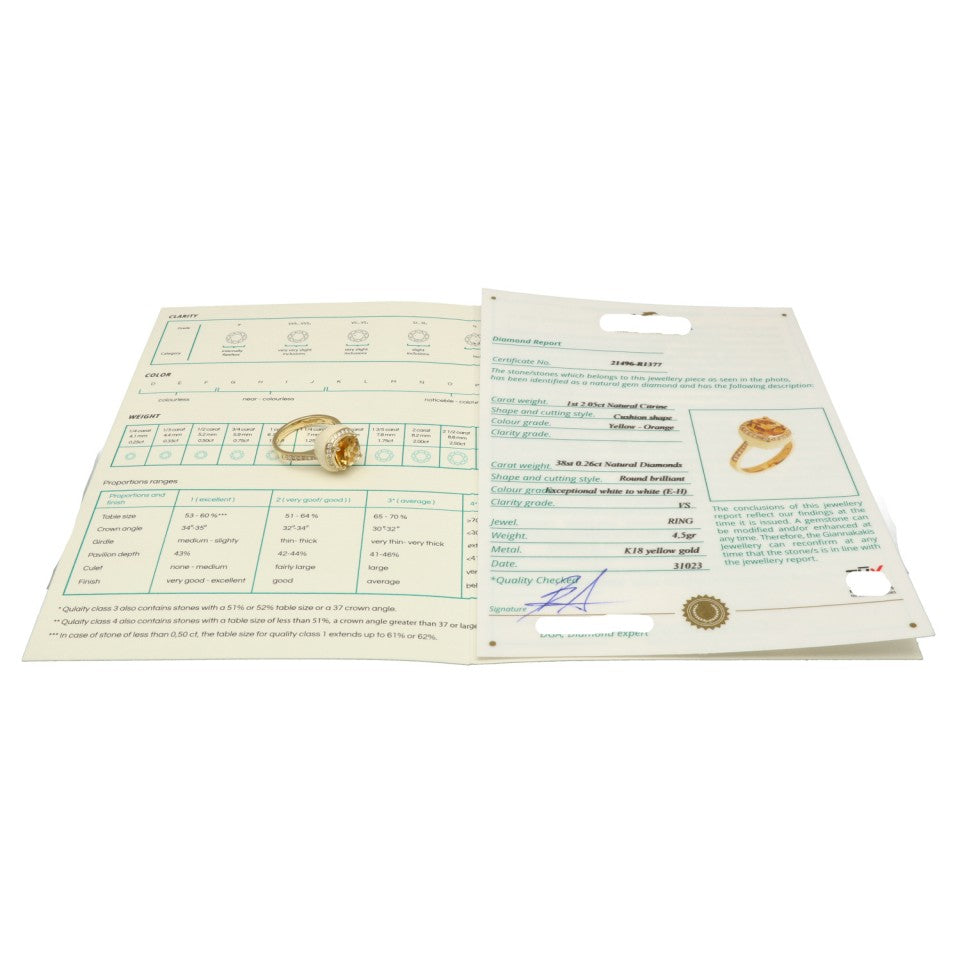 18 Krt. Gouden ring met Citrien & Briljant 5