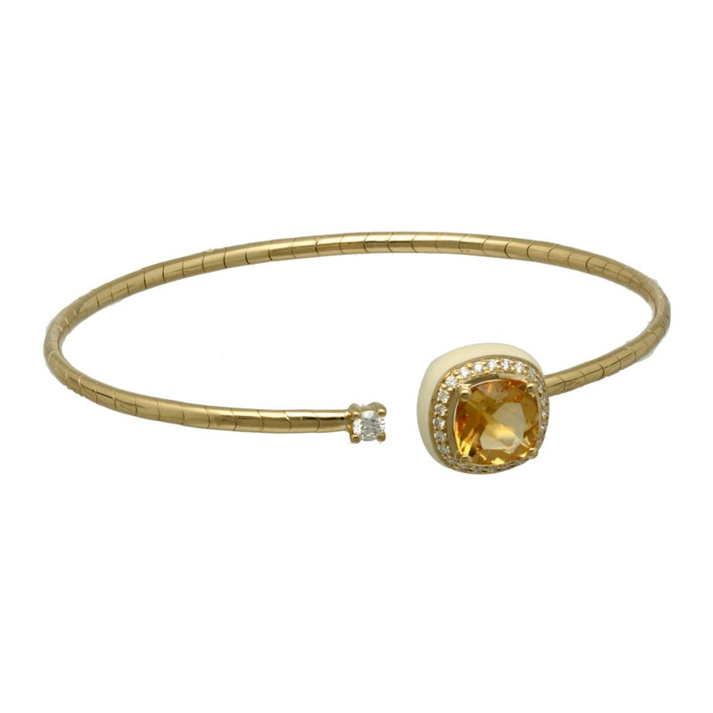 18 Krt armband met Citrien, Briljant & Emaille 1
