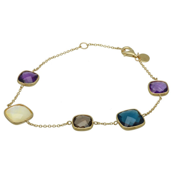 14 krt gouden armband bezet met div.edelstenen