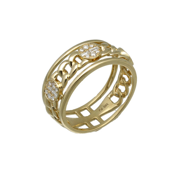14Krt. gouden gourmet ring Briljant & Baguette