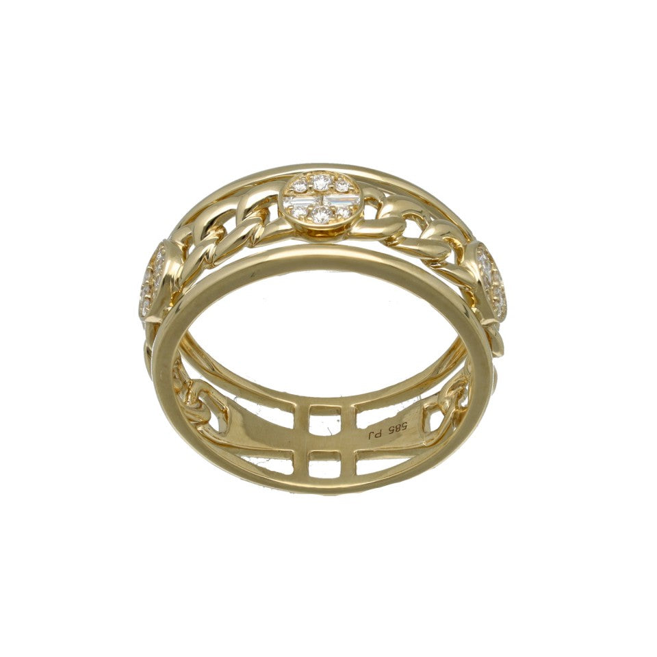 14Krt. gouden gourmet ring Briljant & Baguette 2