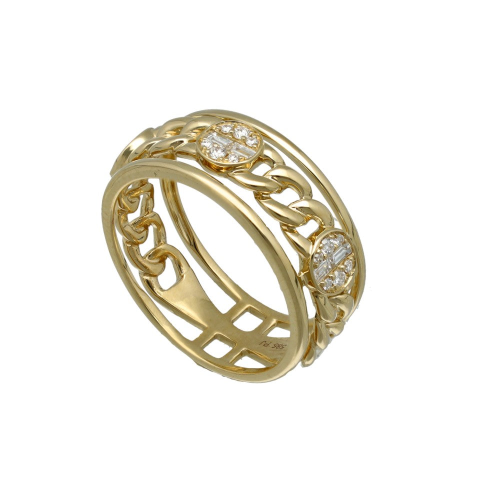 14Krt. gouden gourmet ring Briljant & Baguette 3