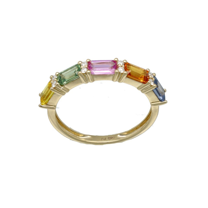 14Krt. gouden 'Rainbow' ring met saffieren 2