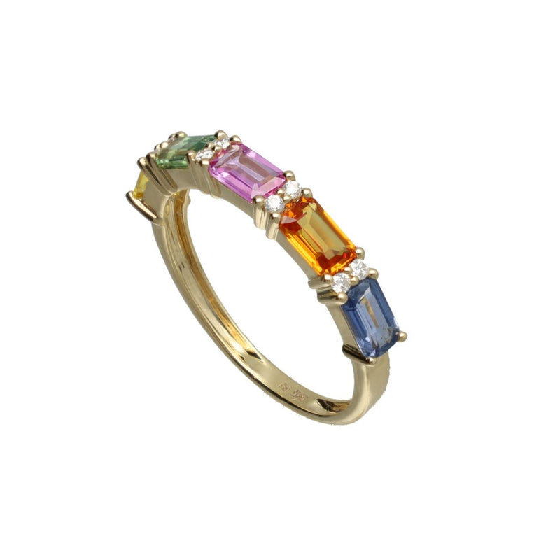 14Krt. gouden 'Rainbow' ring met saffieren 3