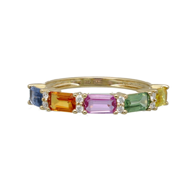 14Krt. gouden 'Rainbow' ring met saffieren 4