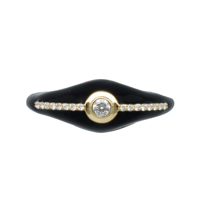 14Krt gouden ring Onyx & Briljant 4
