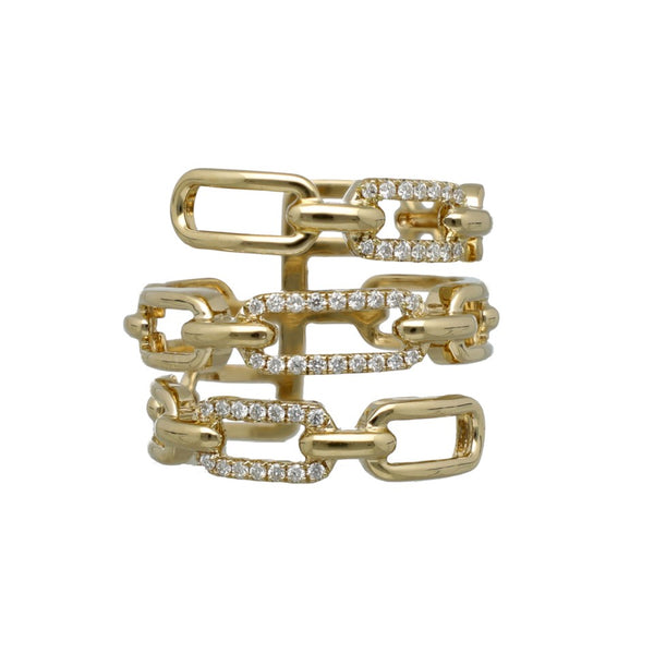 14Krt. gouden Schakel ring met briljant 0.25Ct.