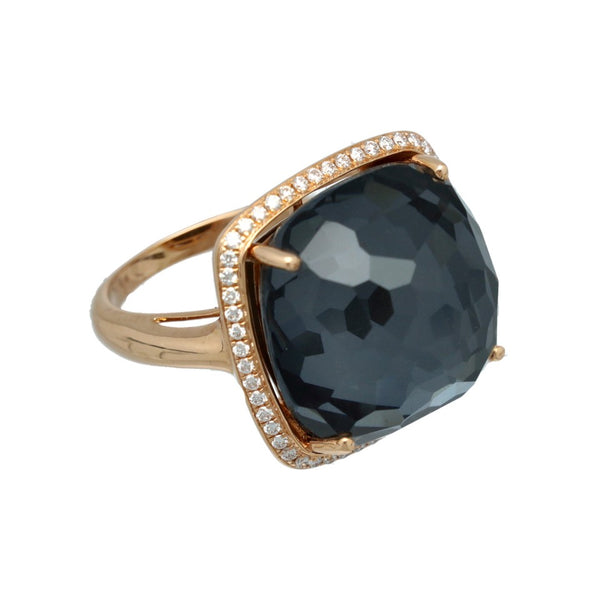 Rose Gouden ring met Hemathiet en Diamant