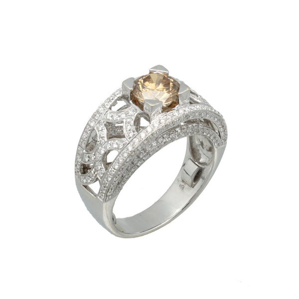 18 Krt. exclusief ontwerp. Totaal ca. 2.5 ct Briljant
