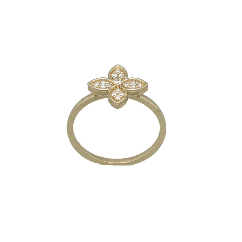 14 krt Entourage ring met Diamant.(Alhambra style) 2