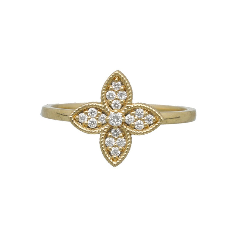 14 krt Entourage ring met Diamant.(Alhambra style) 4
