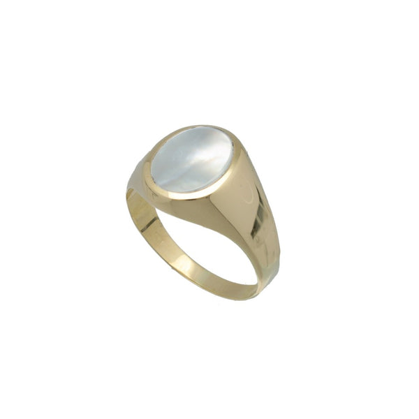 14Krt gouden Zegelring Parelmoer