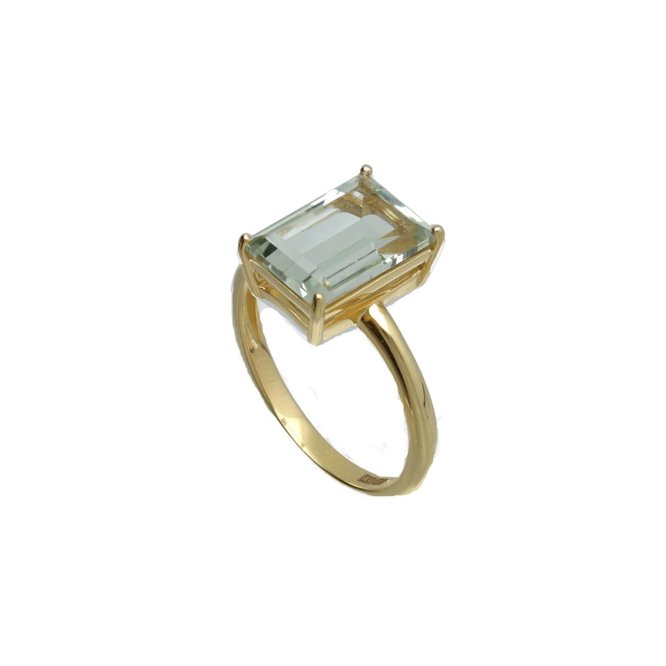 14 Krt. gouden ring Groene amethist 1
