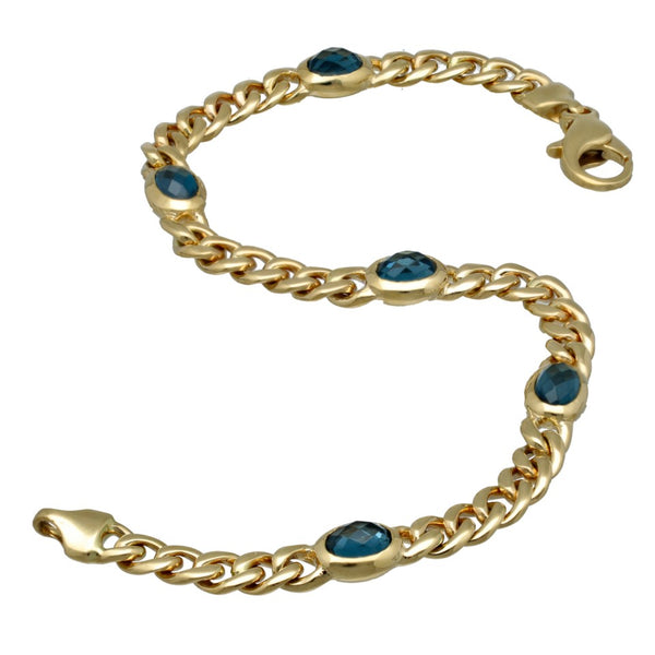 14 Krt massieve armband met London Blue Topaas