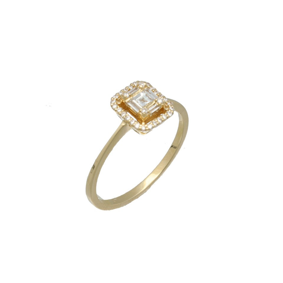 14 Krt. gouden ring met diamanten. 1
