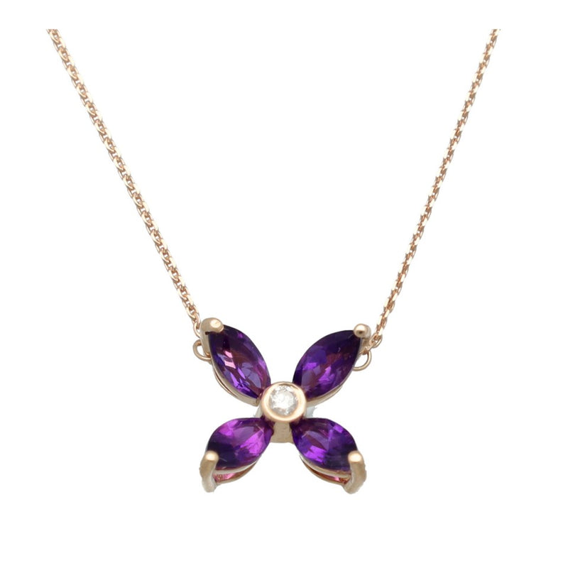 14 Krt. collier met amethist-diamant 1