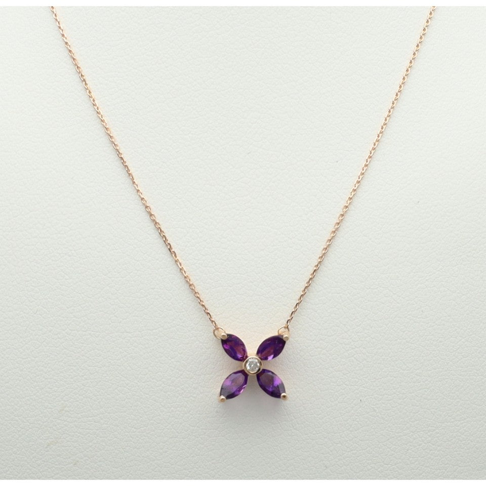 14 Krt. collier met amethist-diamant 2