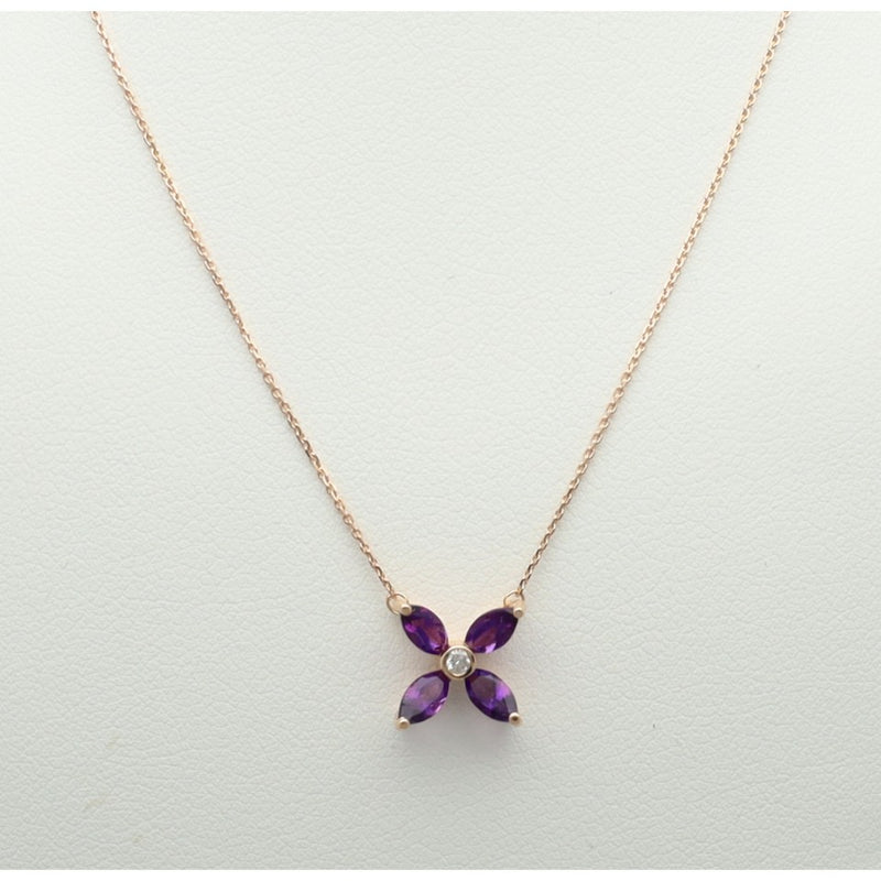 14 Krt. collier met amethist-diamant 2