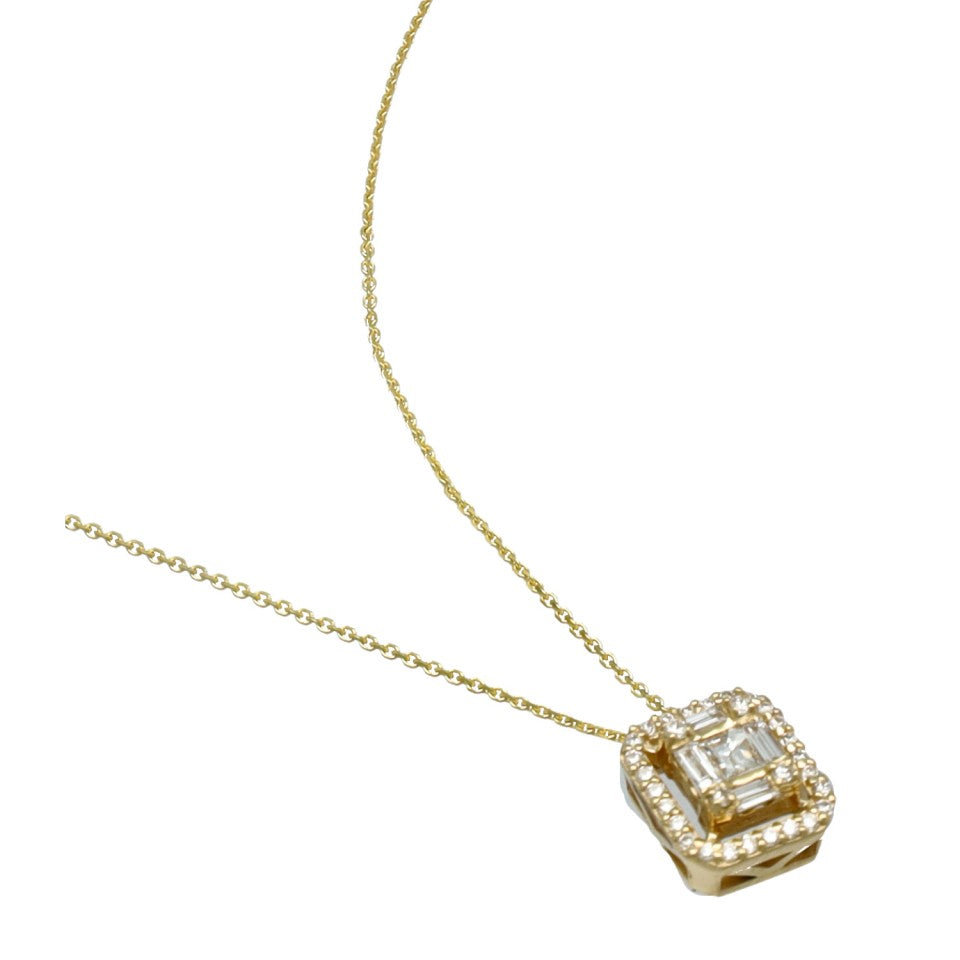 14 Krt. collier met diamanten hanger. 3
