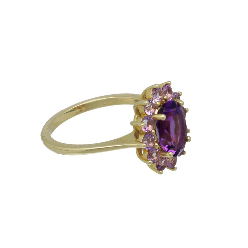 14 Krt Geelgouden ring met Amethist 3