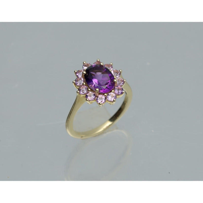 14 Krt Geelgouden ring met Amethist 4
