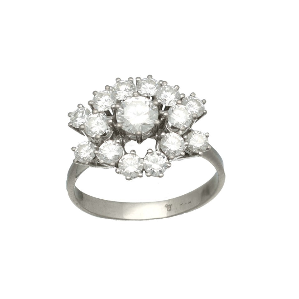 14 Krt. Entourage ring met Briljant 1.50ct 2