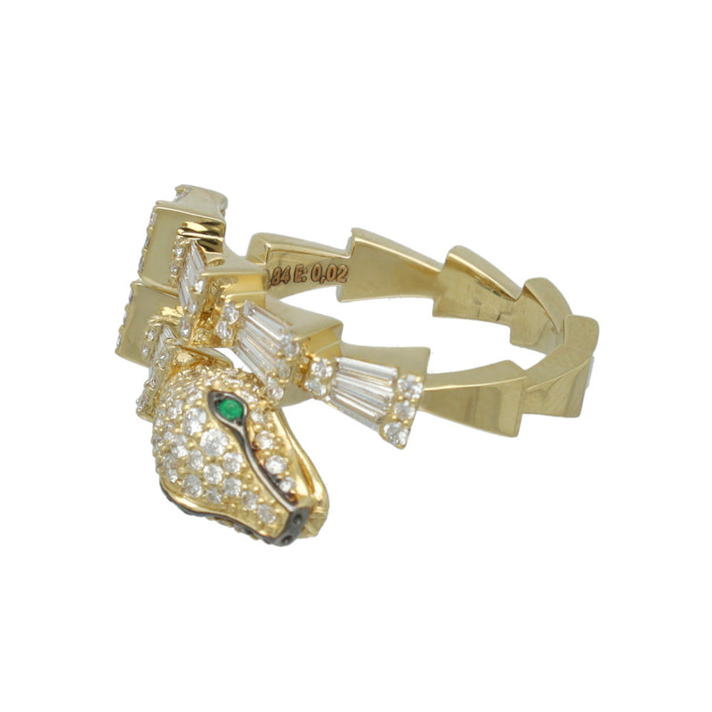 14 Krt Serpenti Ring met Diamant en Smaragd. 4