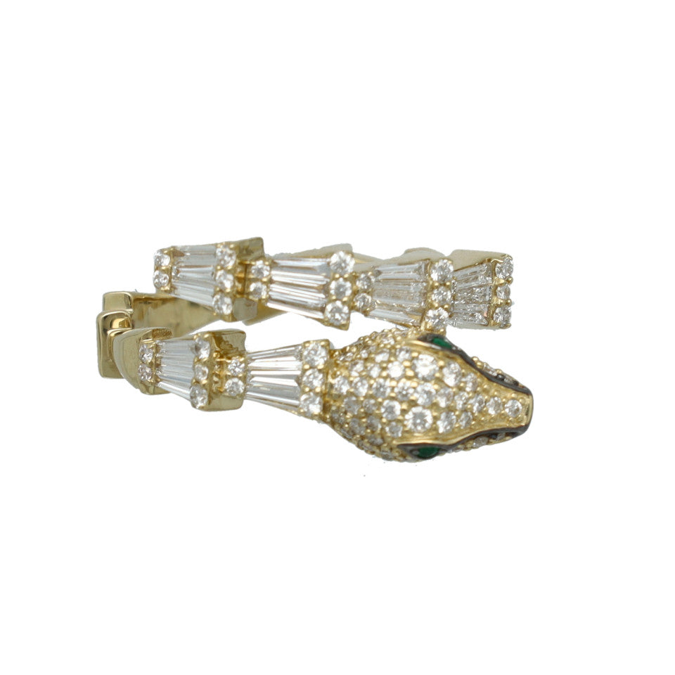 14 Krt Serpenti Ring met Diamant en Smaragd. 5
