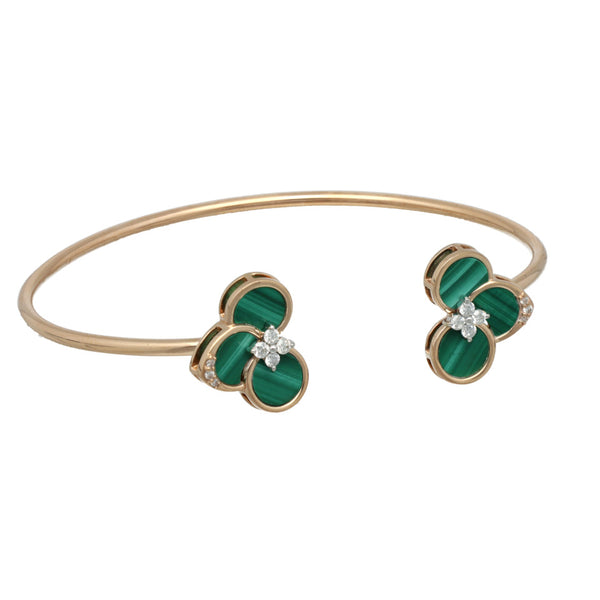 Rose Gouden Armband met Malachiet en Diamant.