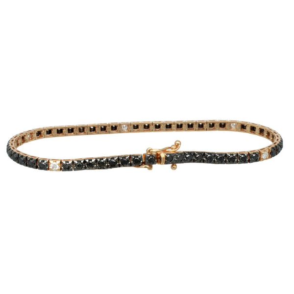 Rose gouden Tennisarmband met black diamonds 2.25 Ct