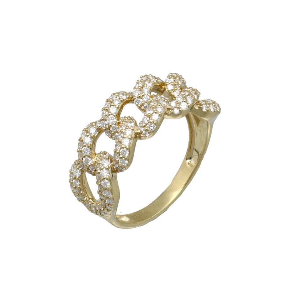 14 Krt Gouden Schakel Diamant Ring 0.94 Ct 1