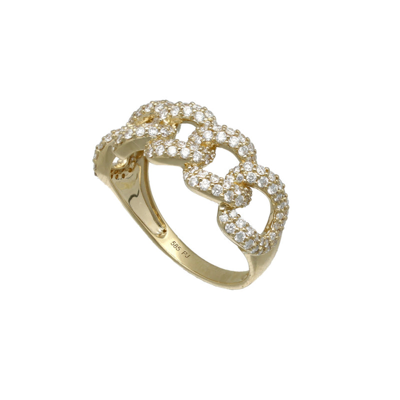 14 Krt Gouden Schakel Diamant Ring 0.94 Ct 3