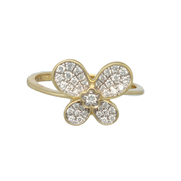 14 Krt gouden ring Butterfly gezet met Briljant 0.28Ct.