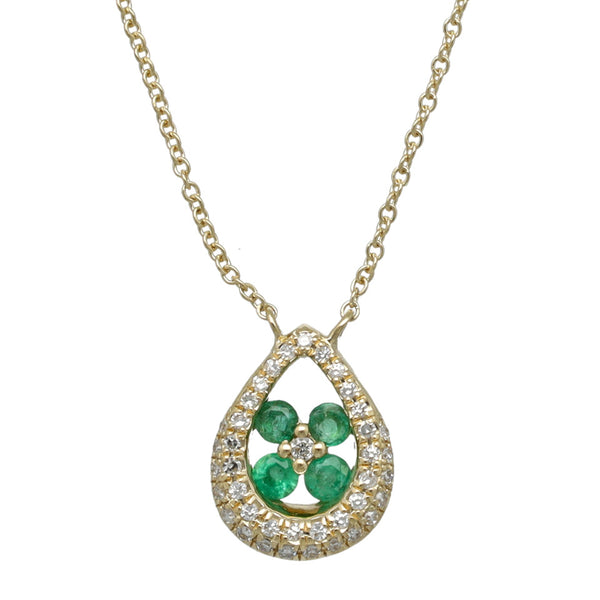Gouden ketting met Smaragd/Diamant hanger