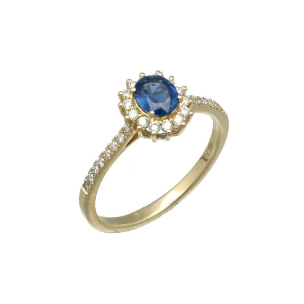 14 Krt Saffier/Briljant Ring