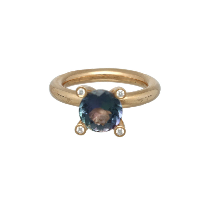 18 Krt. BRON phlox ring london blue topaas-diamant 2