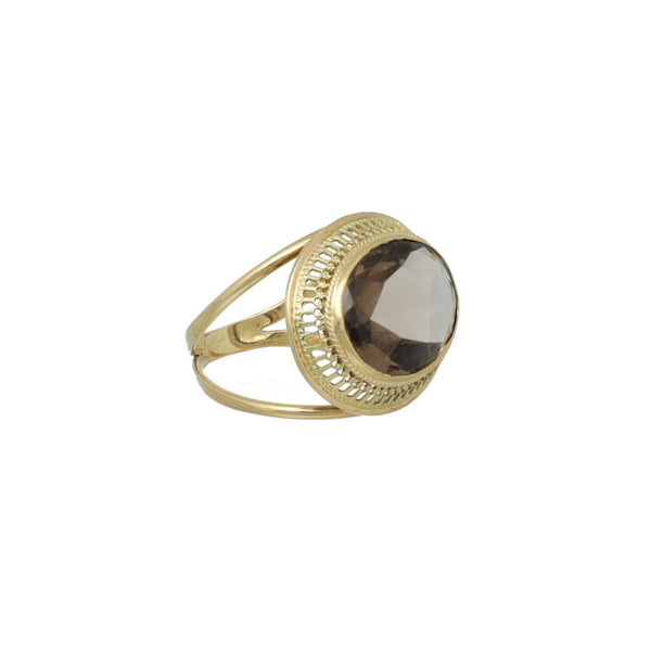 14 Krt gouden ring met Rook Topaas