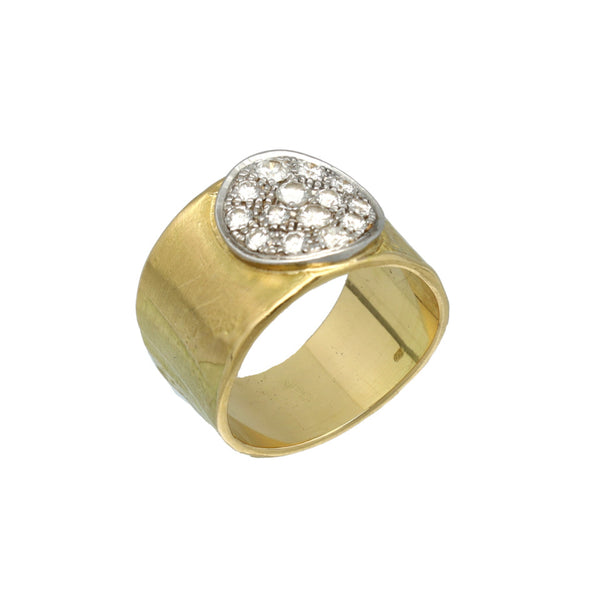 18 Krt gehamerde ring met Briljanten 0.50 Ct