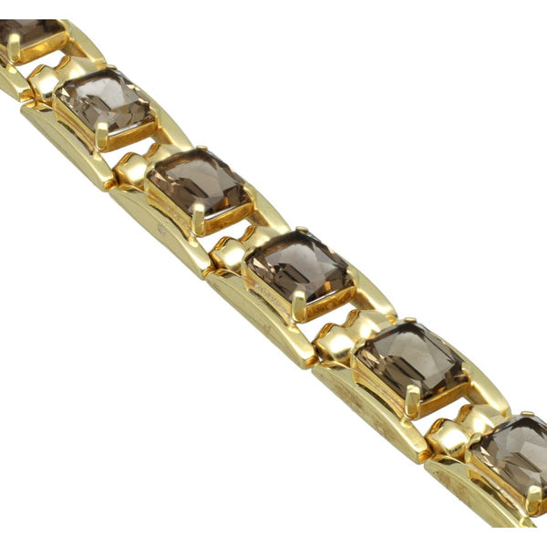 Vintage Gouden Armband bezet met Rookkwarts