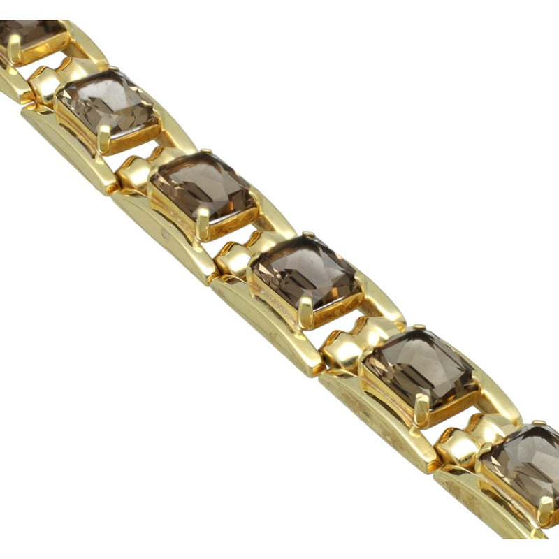 Vintage Gouden Armband bezet met Rookkwarts 1